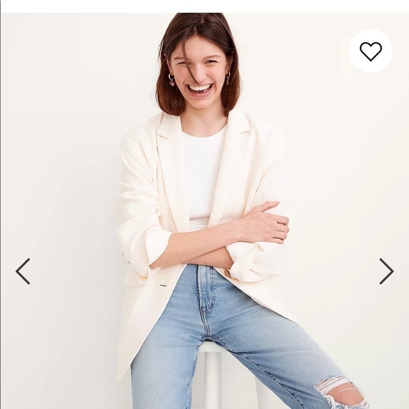 Cotton-Linen Relaxed Larsen Blazer Madewell NE403 antique cream - Picture 2 of 4